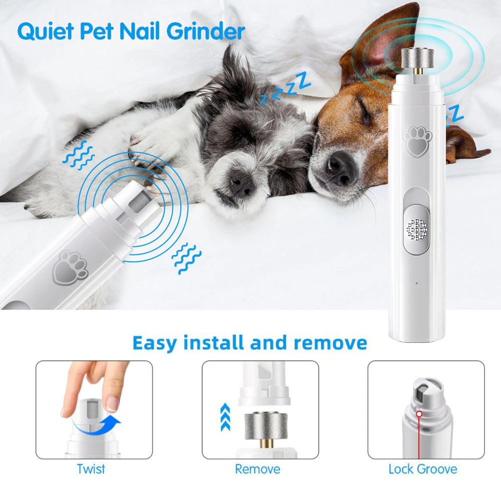 Electric Dog Nail Grinder with Polisher Wheel LED Light Pet Nail Clipper 500 MAh 2-Speed Pet Nail Trimmers for Pet Paws Grooming
