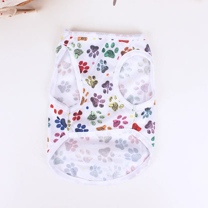 Summer Dog Vest Cute footprint print Breathable Thin T-Shirt for Small Medium Dog Fashion Chihuahua Yorkshire Vest Pet Clothes