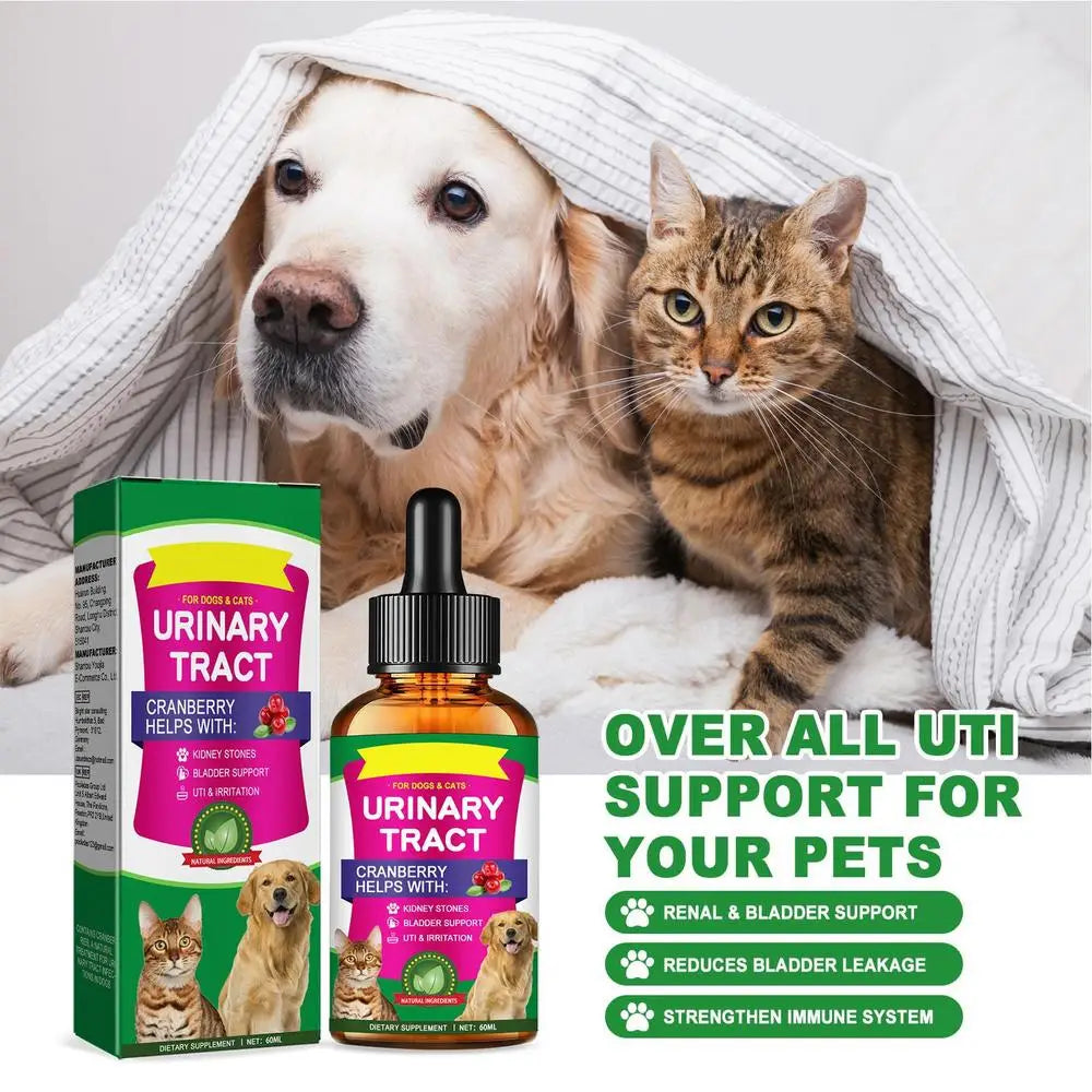 Pet UTI Treatments60ml Powerful Cat Bladder Drops For Urinary Tract Care Multifunction Cranberry Dog UTI Treatments Supplies