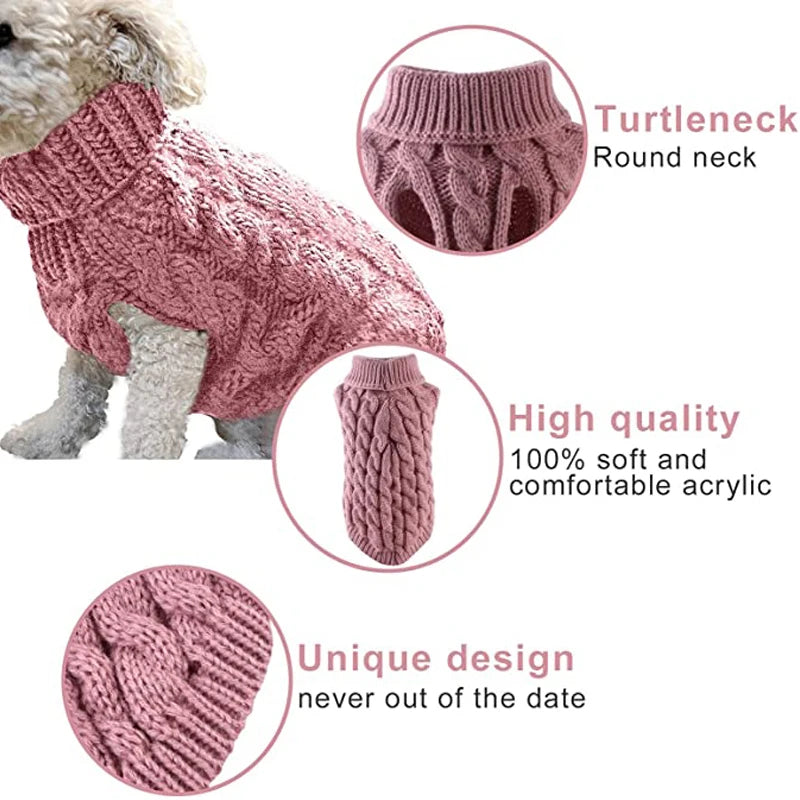 Winter Puppy Warm Sweater Turtleneck Pet Knitting Clothes