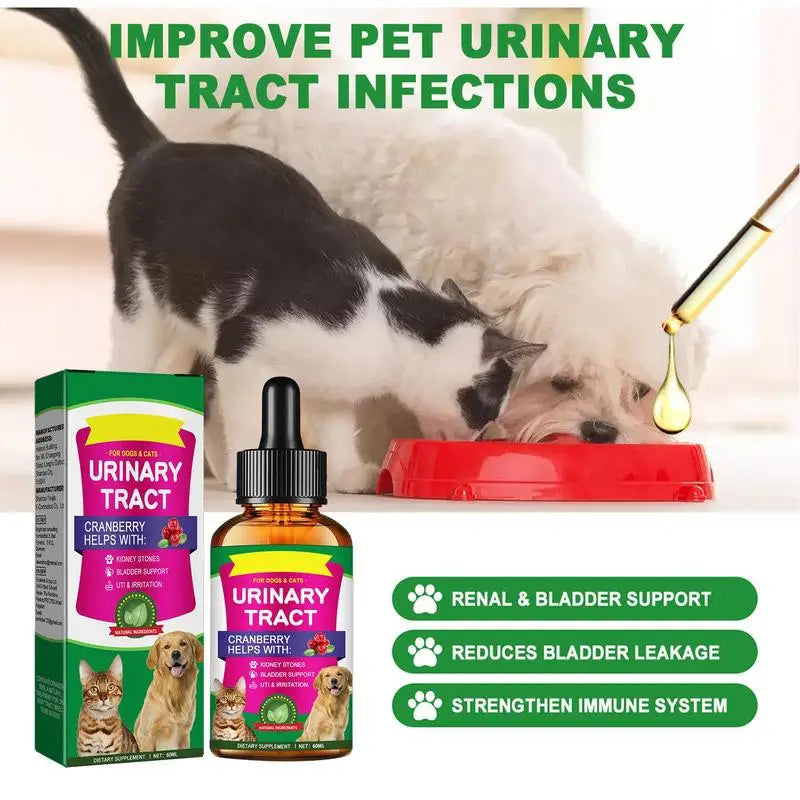 Pet UTI Treatments60ml Powerful Cat Bladder Drops For Urinary Tract Care Multifunction Cranberry Dog UTI Treatments Supplies