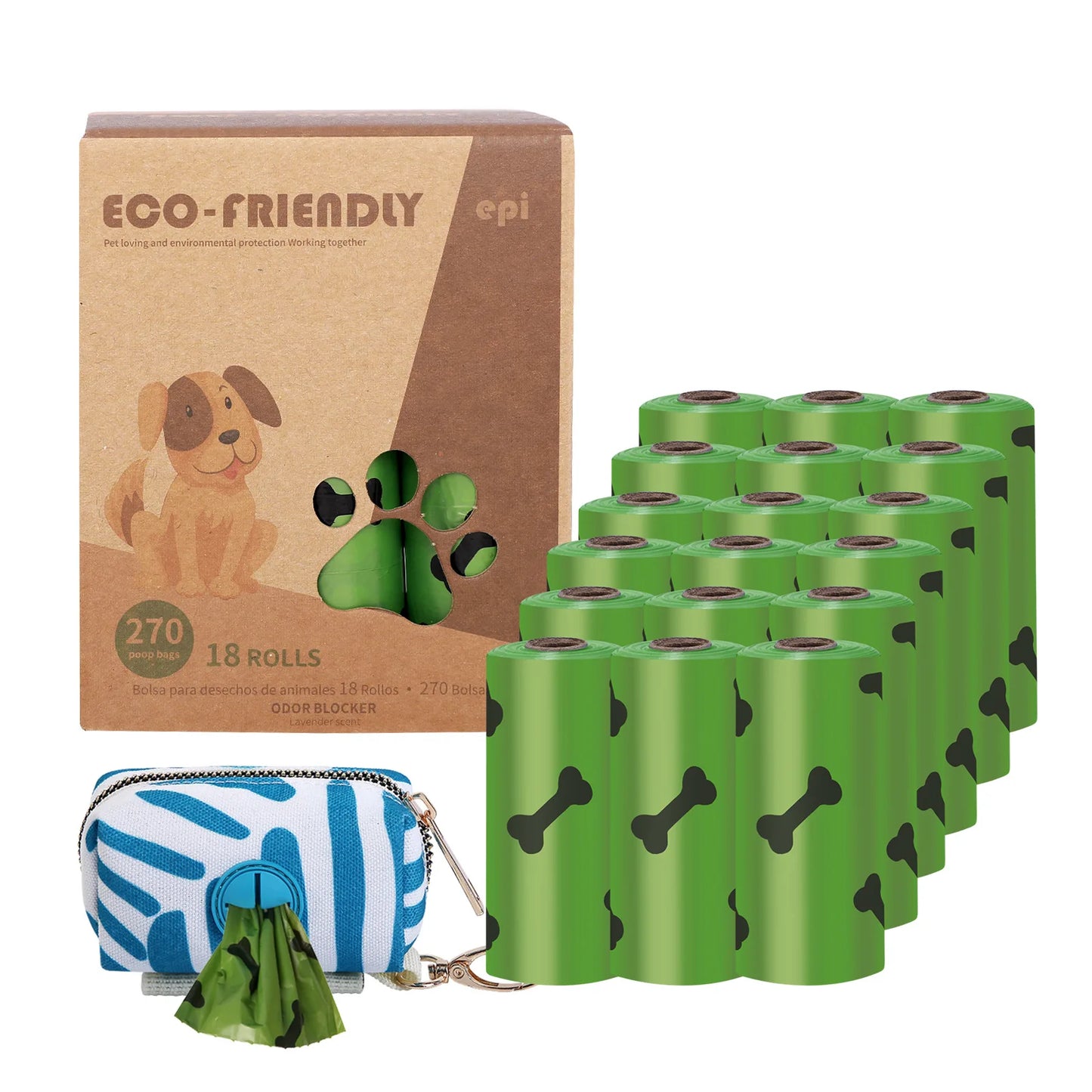 EPI Biodegradable Pet Garbage Bag Dog Poop Bags Dog Poop Bag Dispenser Dog Cleaning Supplies Dog Products for Dogs