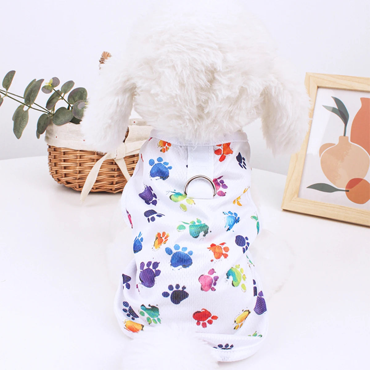 Summer Dog Vest Cute footprint print Breathable Thin T-Shirt for Small Medium Dog Fashion Chihuahua Yorkshire Vest Pet Clothes