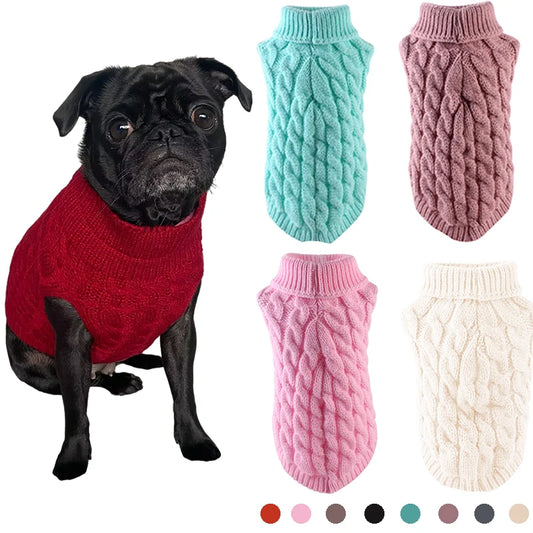 Winter Puppy Warm Sweater Turtleneck Pet Knitting Clothes