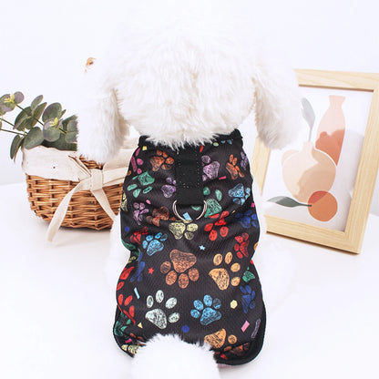 Summer Dog Vest Cute footprint print Breathable Thin T-Shirt for Small Medium Dog Fashion Chihuahua Yorkshire Vest Pet Clothes