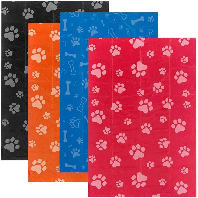 Random Color Cartoon Paw Graphic Dog Poop Bags