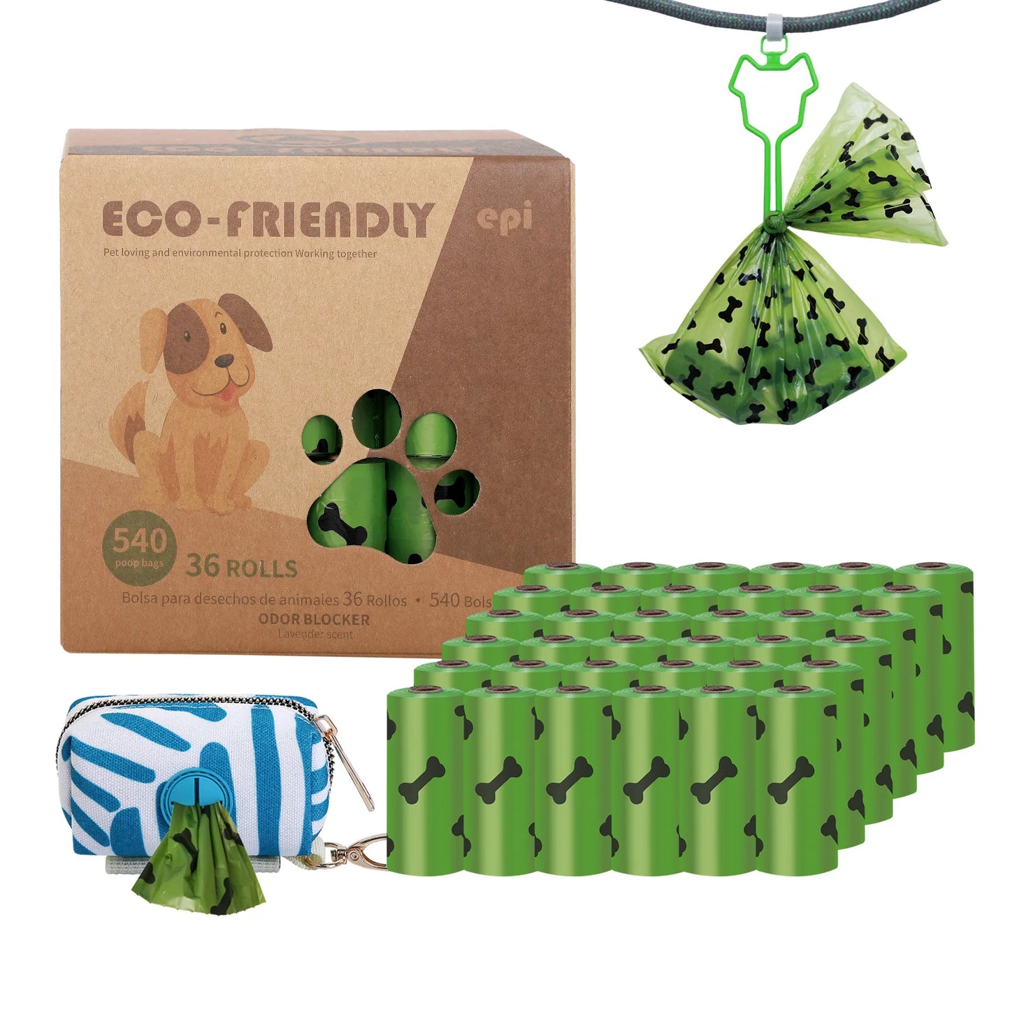 EPI Biodegradable Pet Garbage Bag Dog Poop Bags Dog Poop Bag Dispenser Dog Cleaning Supplies Dog Products for Dogs