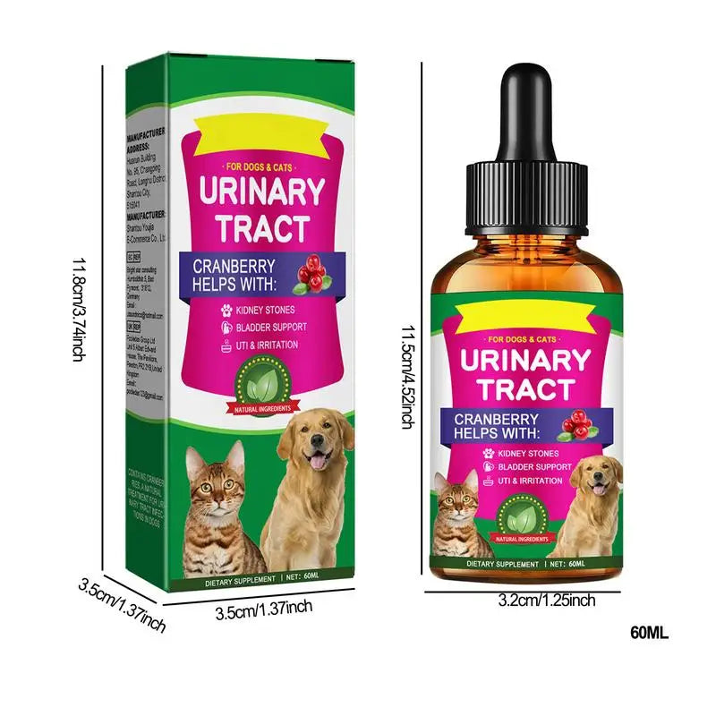 Pet UTI Treatments60ml Powerful Cat Bladder Drops For Urinary Tract Care Multifunction Cranberry Dog UTI Treatments Supplies