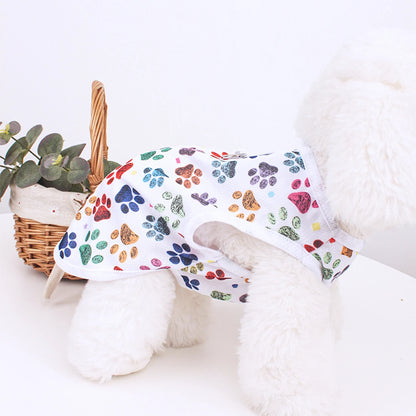 Summer Dog Vest Cute footprint print Breathable Thin T-Shirt for Small Medium Dog Fashion Chihuahua Yorkshire Vest Pet Clothes